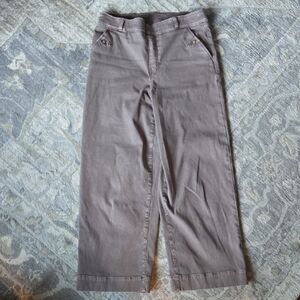 SPANX Crop Twill Pull On Wide-Leg Pants Taupe Large Regular